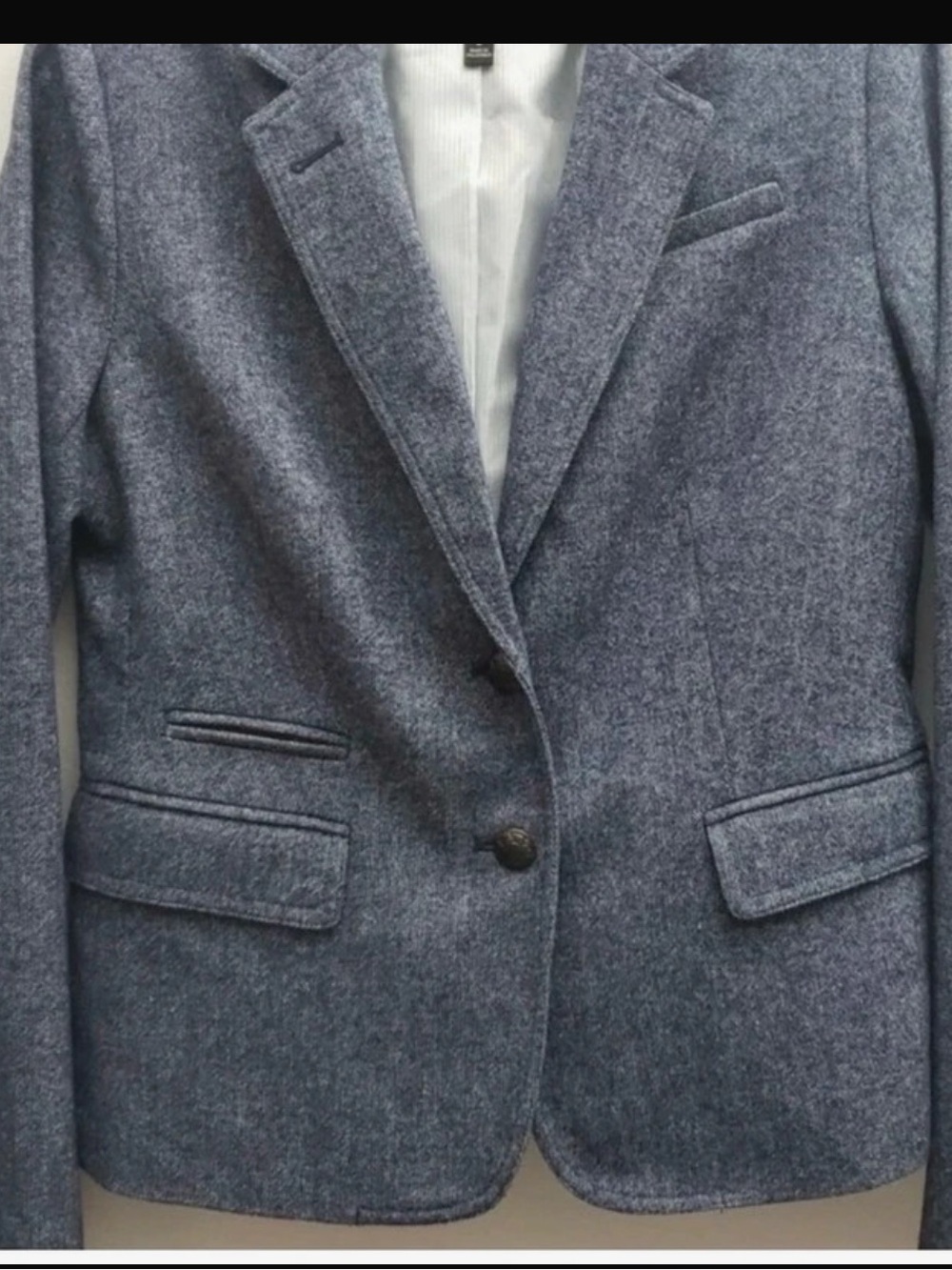 Womens Banana Republic Gray Wool-Blend Blazer Jacket